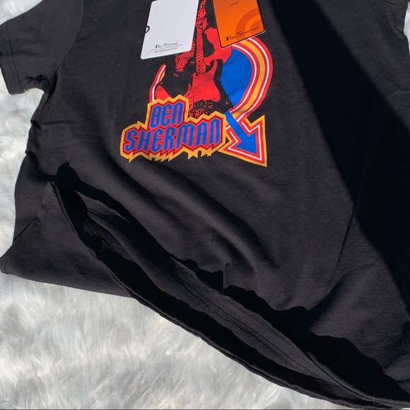 NEW Ben Sherman tee shirt black w/ rock & roll screen-printed logo NWT - Picture 10 of 16